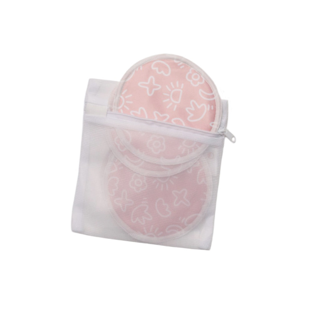 Bamboo Reusable Breast Pads - 2 pairs - Pink Pop Art