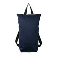 Navy blue swim bag with black straps on a white background