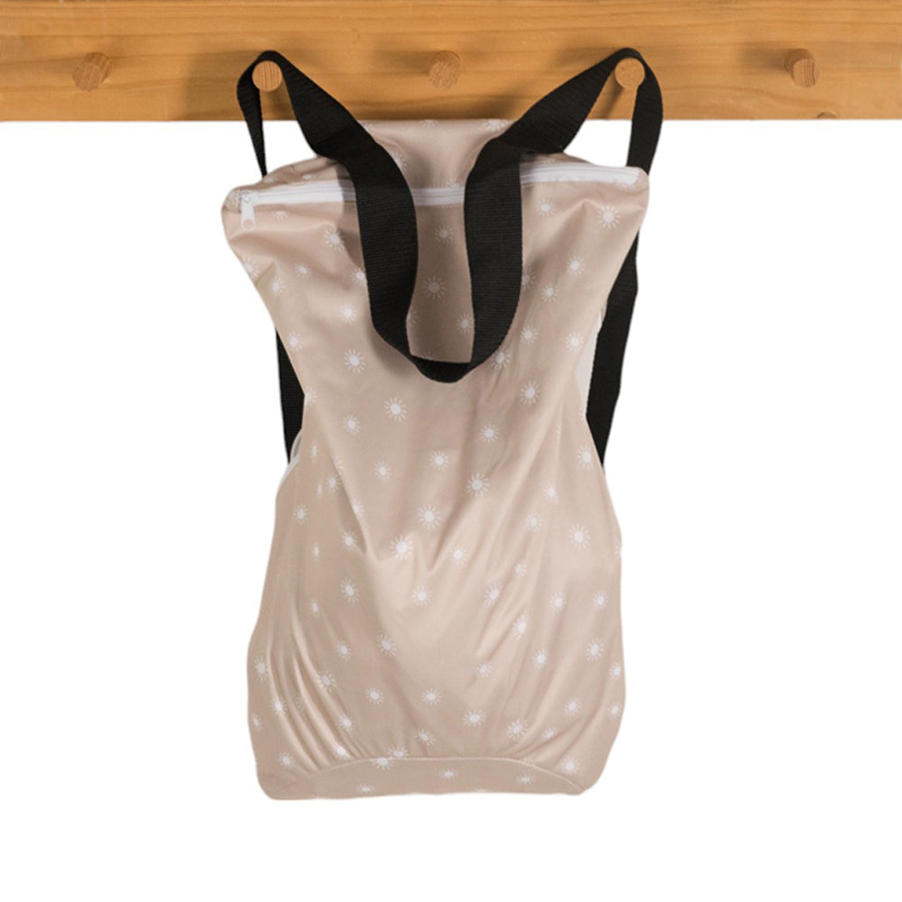 Large Swim Wet Bag in an oat sunshine print on a white background