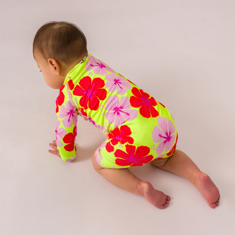 AquaLuxe Baby Shortie Swimsuit - Hibiscus
