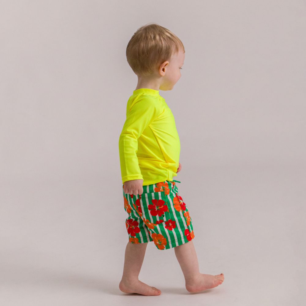 Boardshorts - Stripe Hibiscus