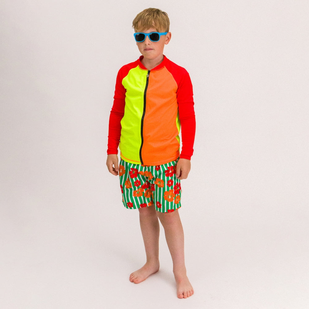 Boardshorts - Stripe Hibiscus