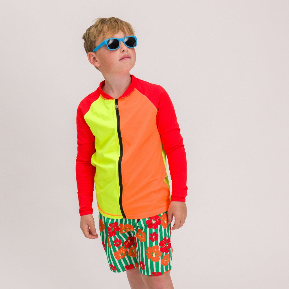 Boardshorts - Stripe Hibiscus