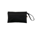 Black mini accessories bag with a strap on a white background