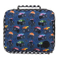 Monster Truck print Insulated Lunch Bag on a white background