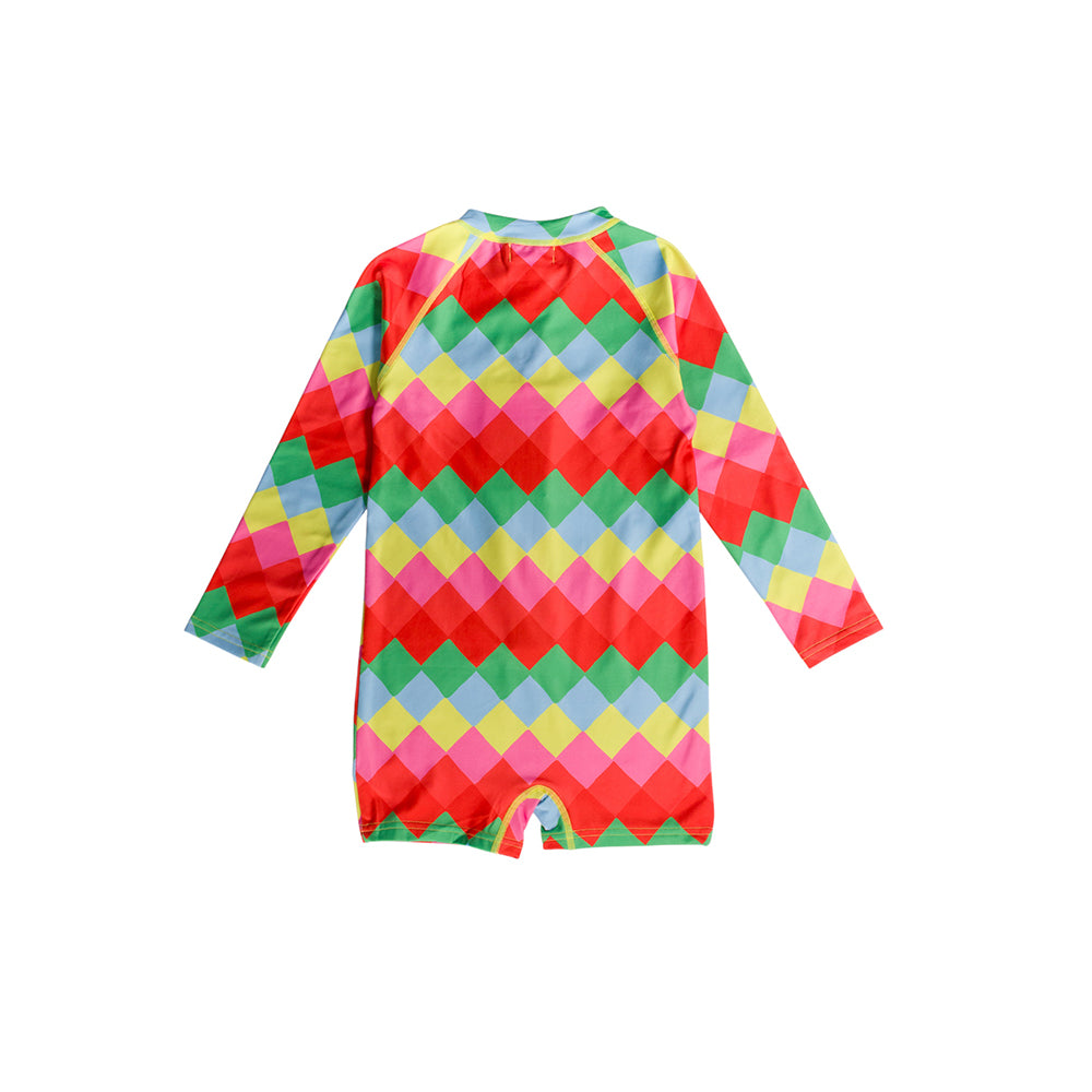 Neon Brushed Extra Shortie Swimsuit Half Zip - Diamonds