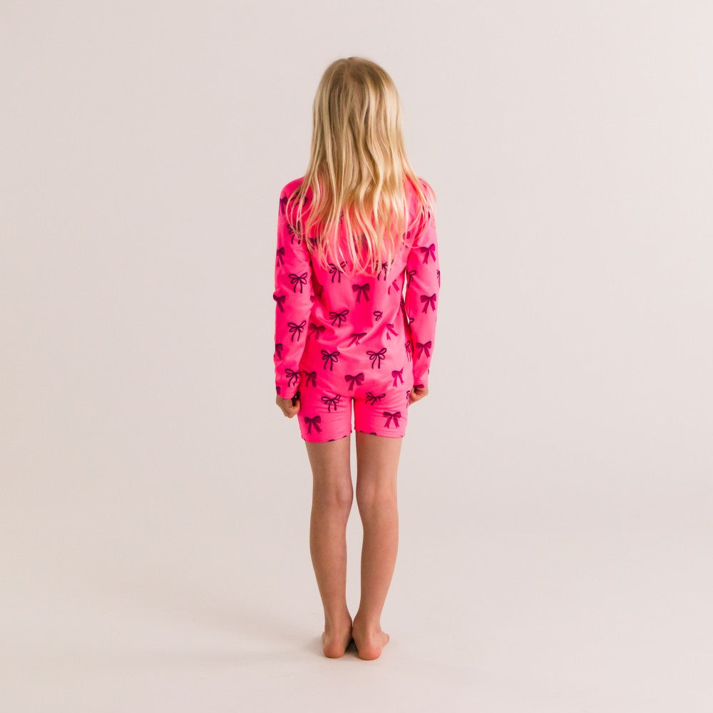 Neon Brushed Extra Shortie Swimsuit Half Zip - Neon Bows