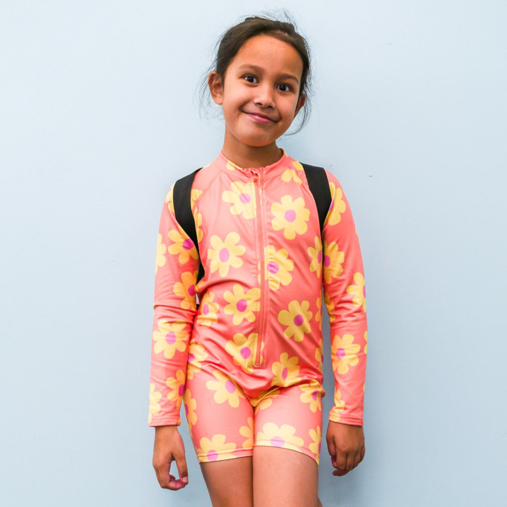 Neon Brushed Extra Shortie Swimsuit Half Zip - Neon Bows