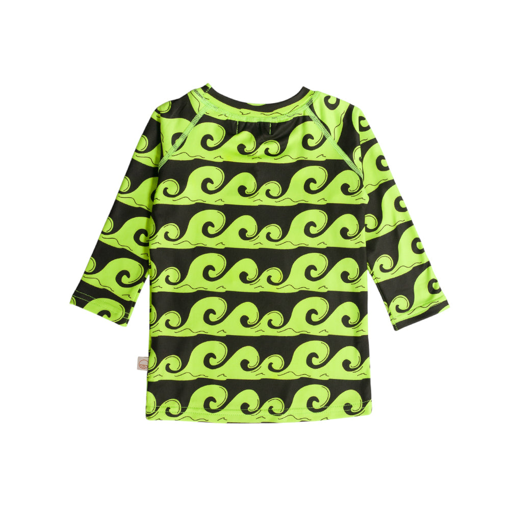 Neon Brushed Rashie - Green Waves