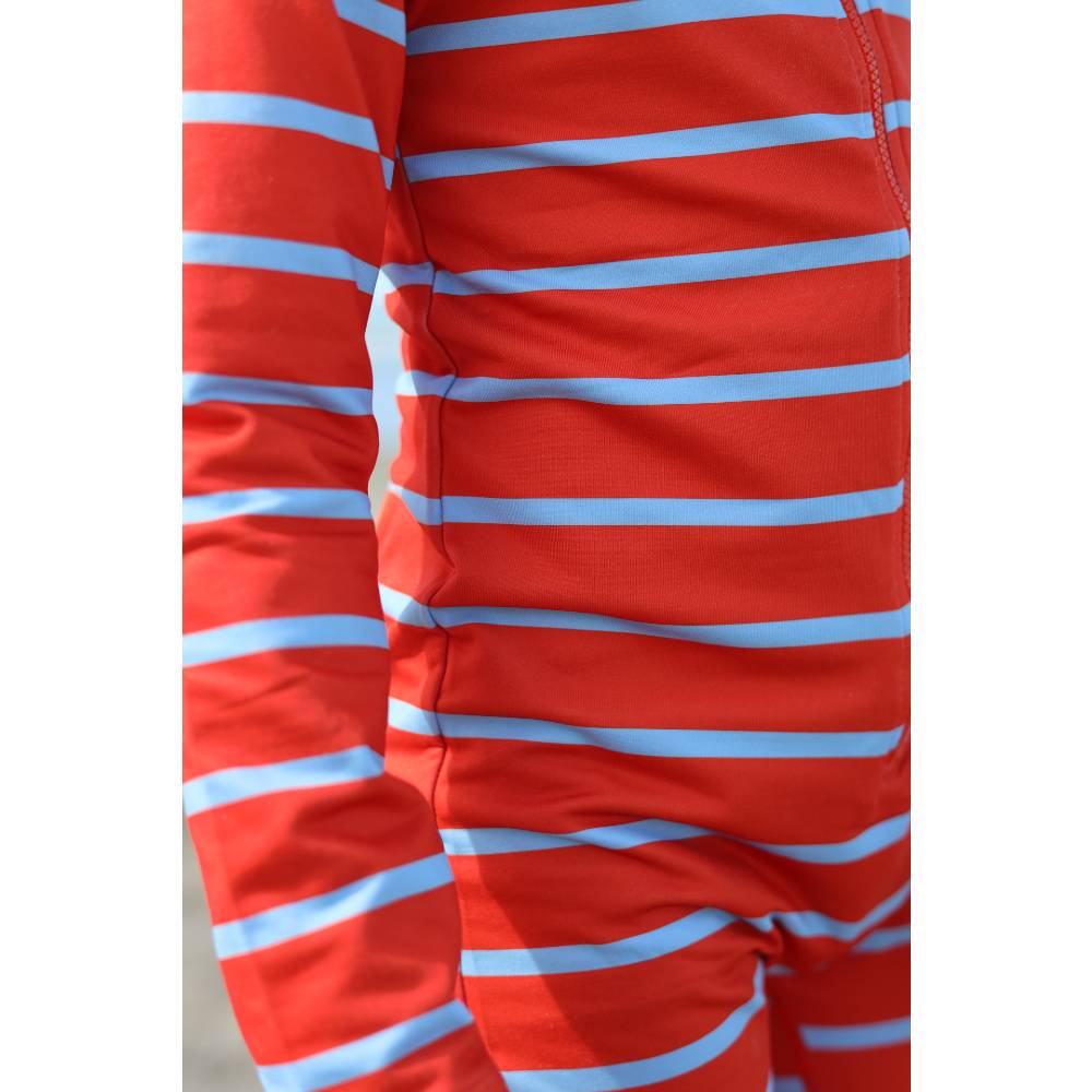 Neon Brushed Shortie Swimsuit Half Zip - Red Stripe
