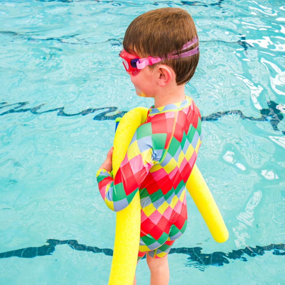 Neon Brushed Shortie Swimsuit Half Zip - Lobster