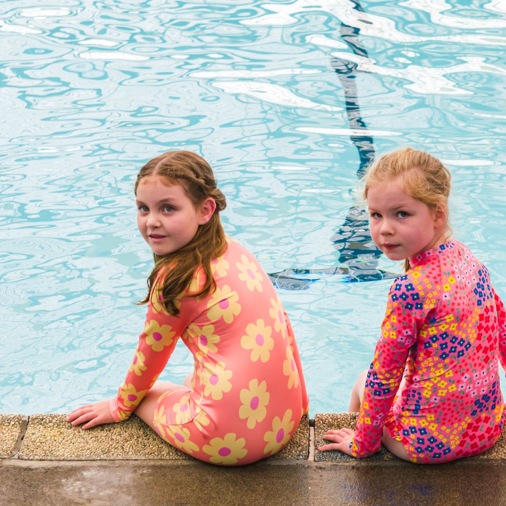 Neon Brushed Shortie Swimsuit Half Zip - Diamonds
