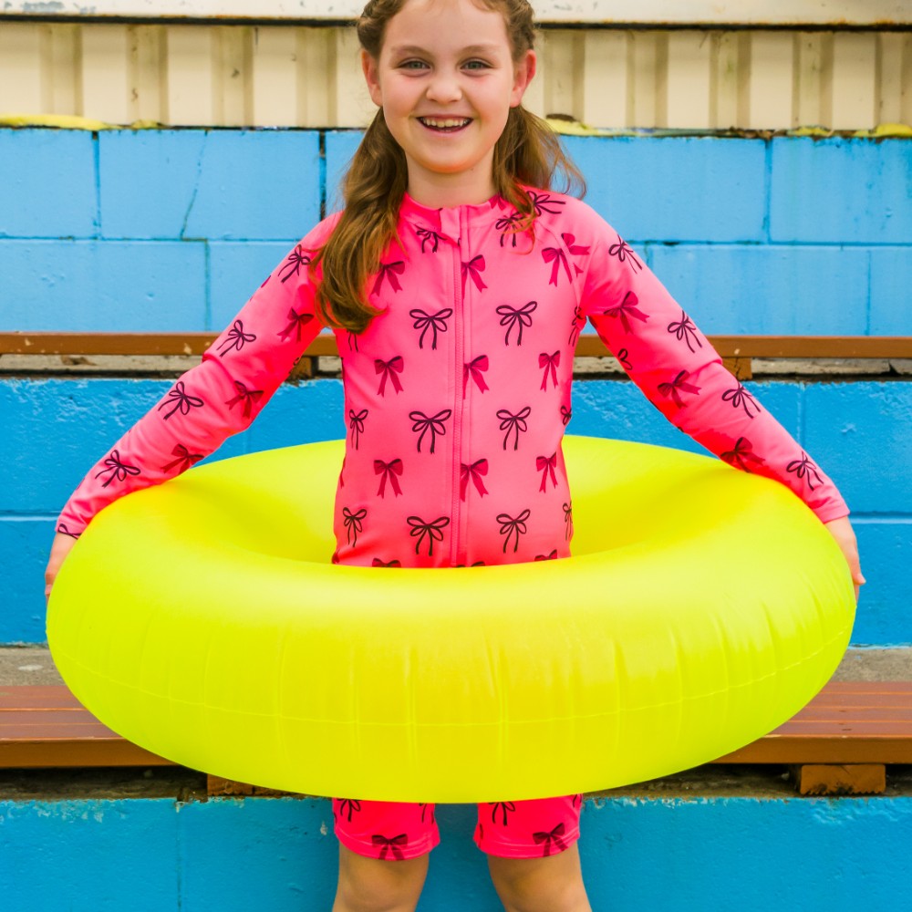 Neon Brushed Shortie Swimsuit Half Zip - Red Stripe