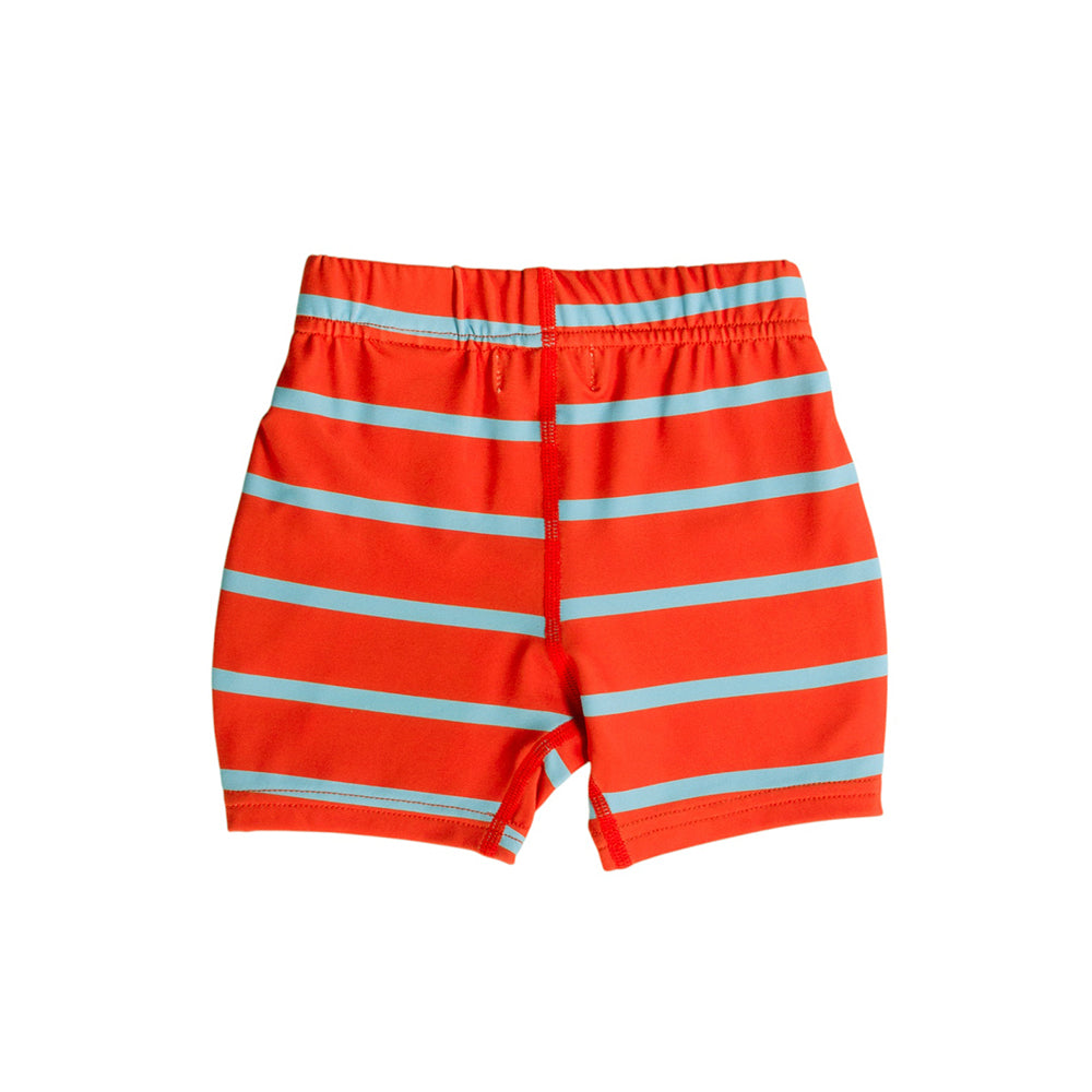 Neon Brushed Swim Shorts - Red Stripe