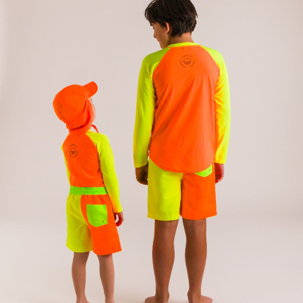 Neon Swim Legionnaire Sun Hat - Neon Orange