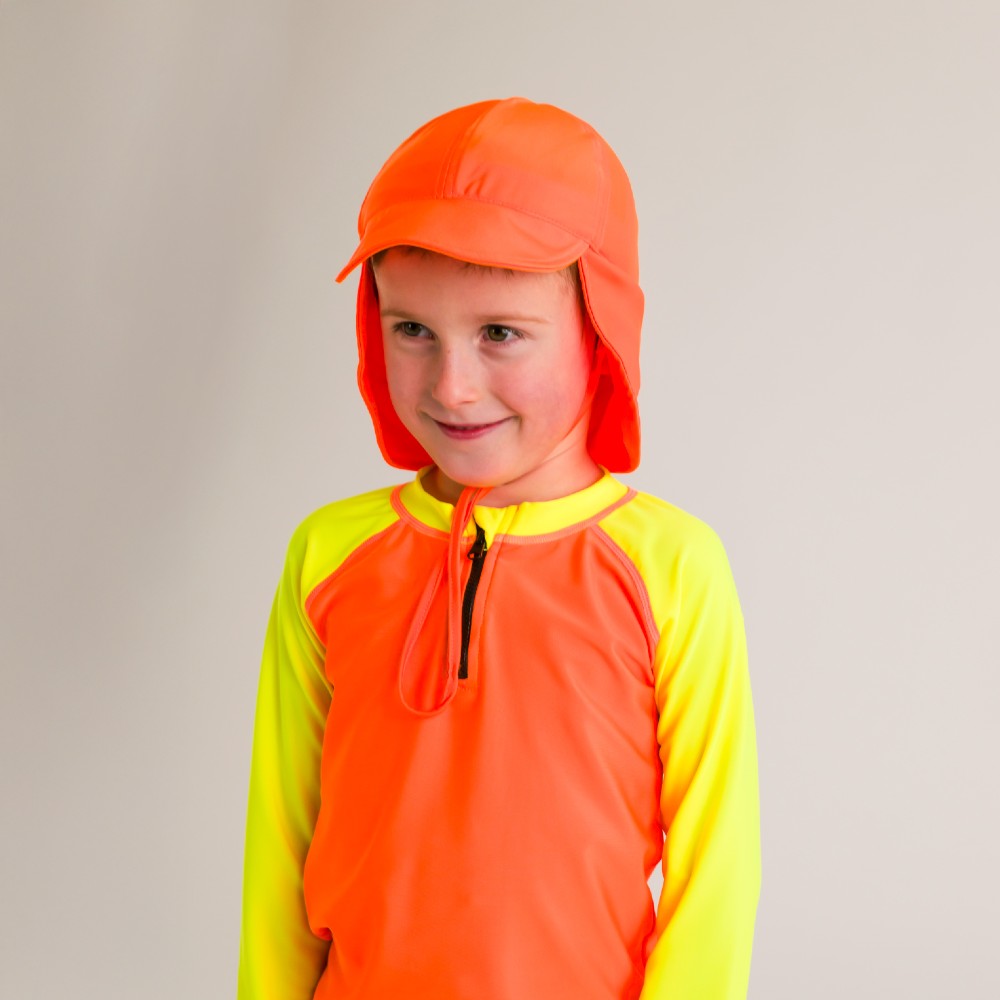 Neon Swim Legionnaire Sun Hat - Neon Orange