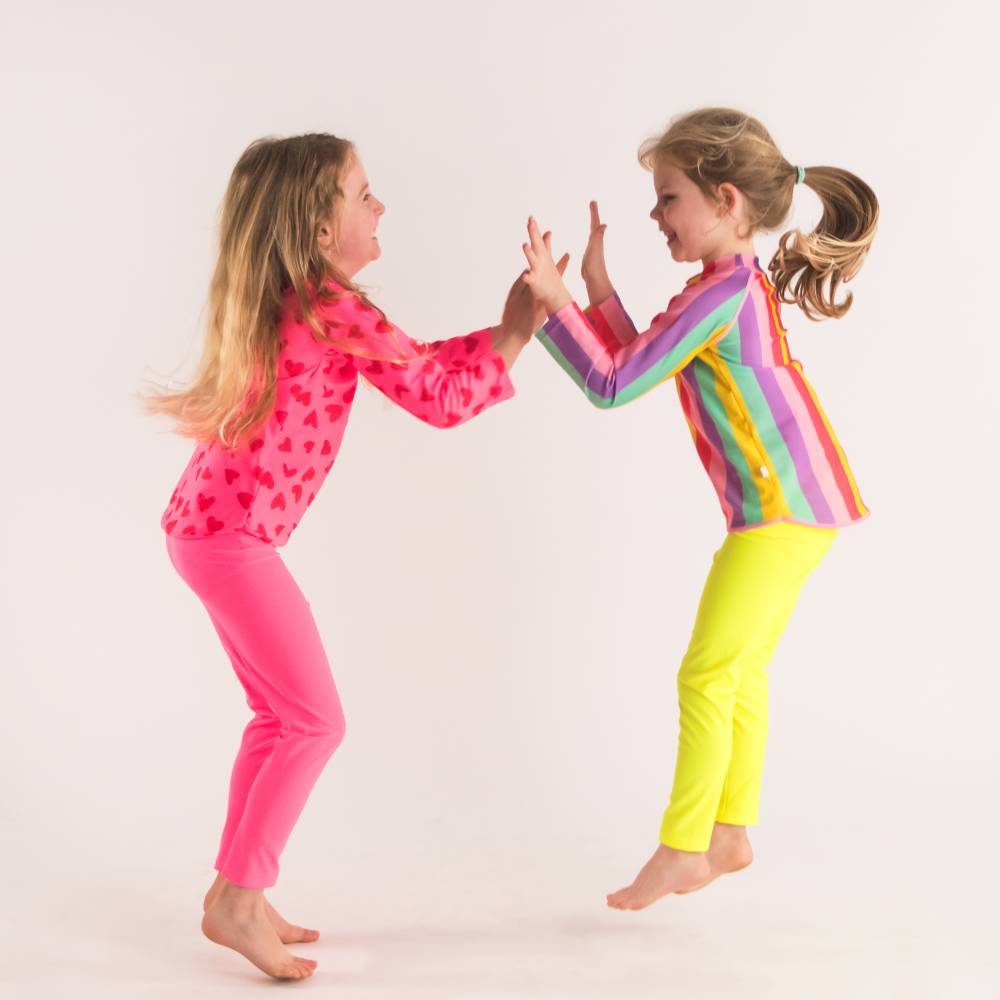 Neon Swim Rash Vest - Pink Hearts