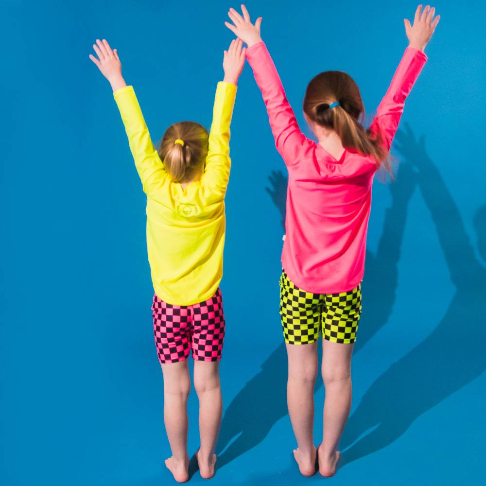 Neon Swim Shorts - Neon Yellow Check