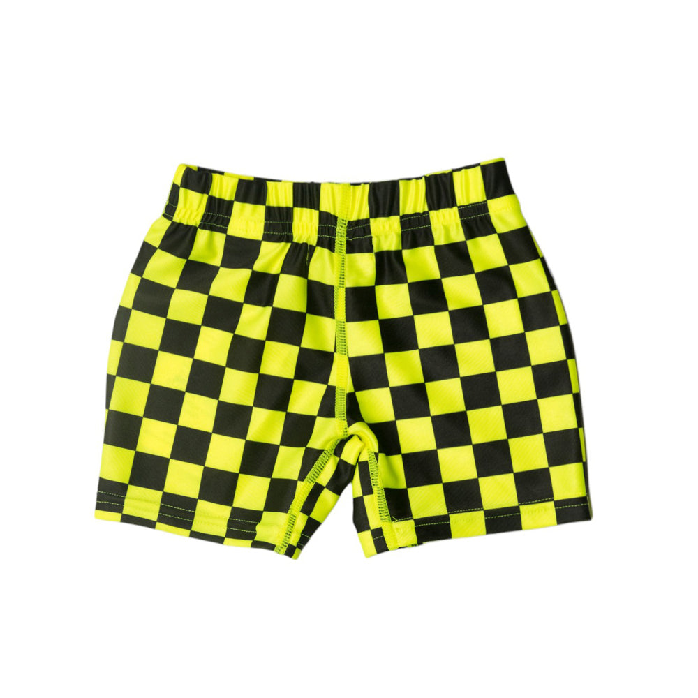 Neon Swim Shorts - Neon Yellow Check