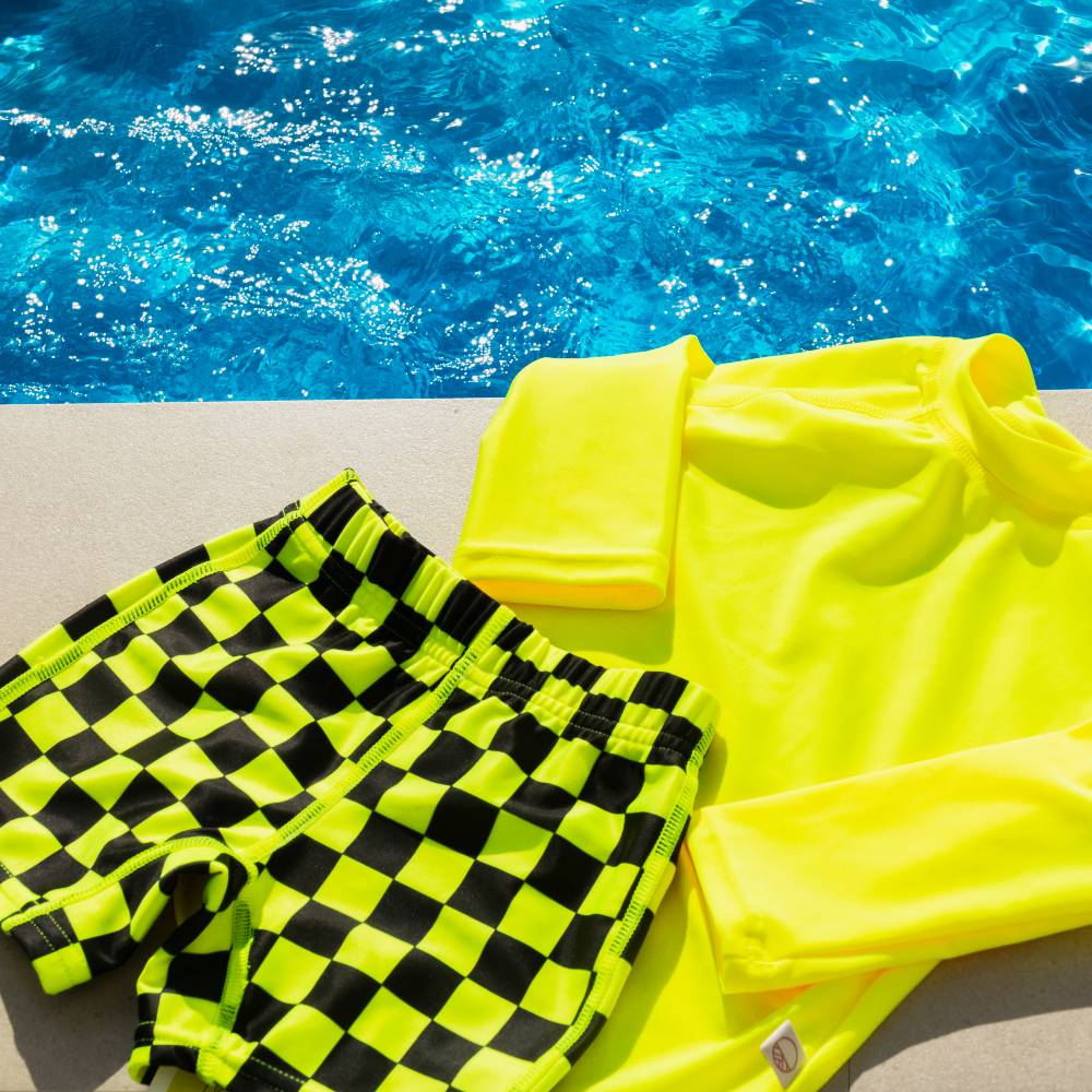 Neon Swim Shorts - Neon Yellow Check