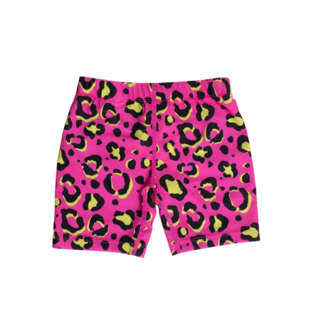 Neon Swim Shorts - Pink Leopard