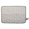 Striped out & about change mat with a black border on a white background