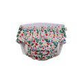 Floral-patterned reusable swim nappy on a white background
