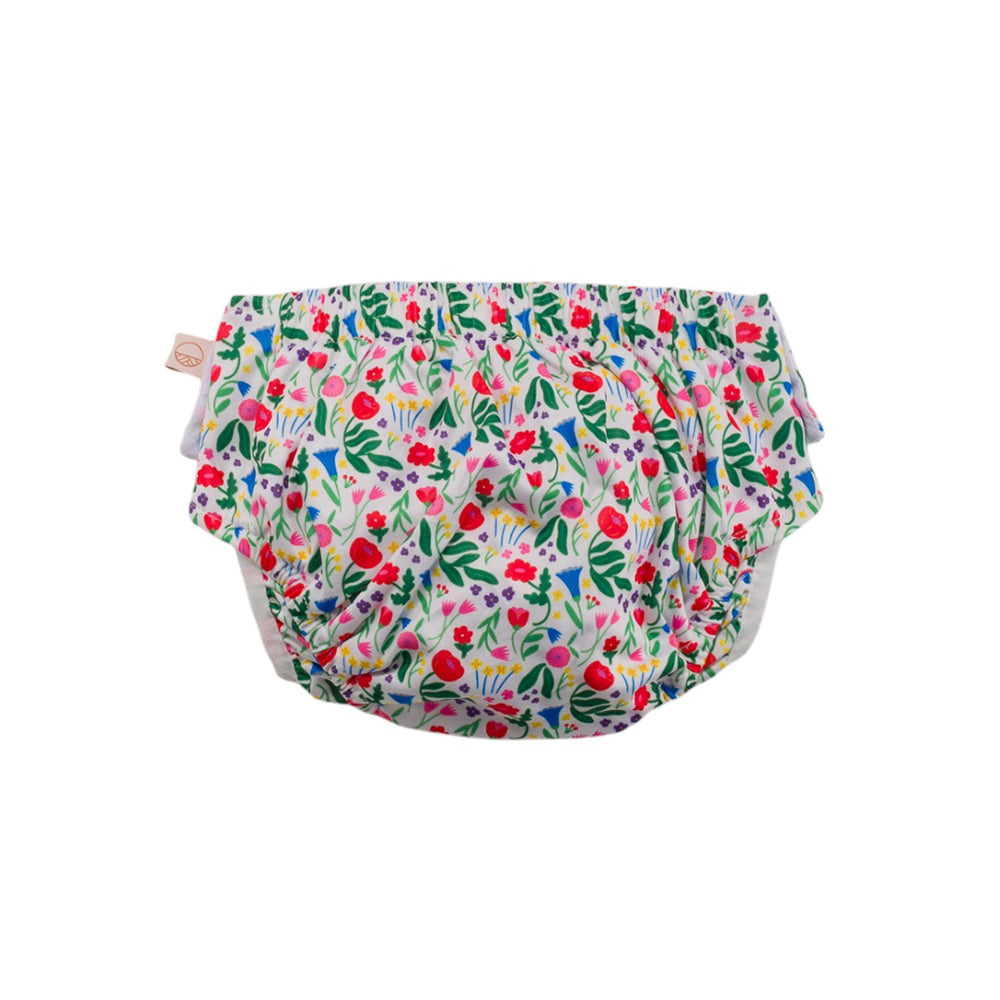 Floral patterned Nestling swim nappy on a white background