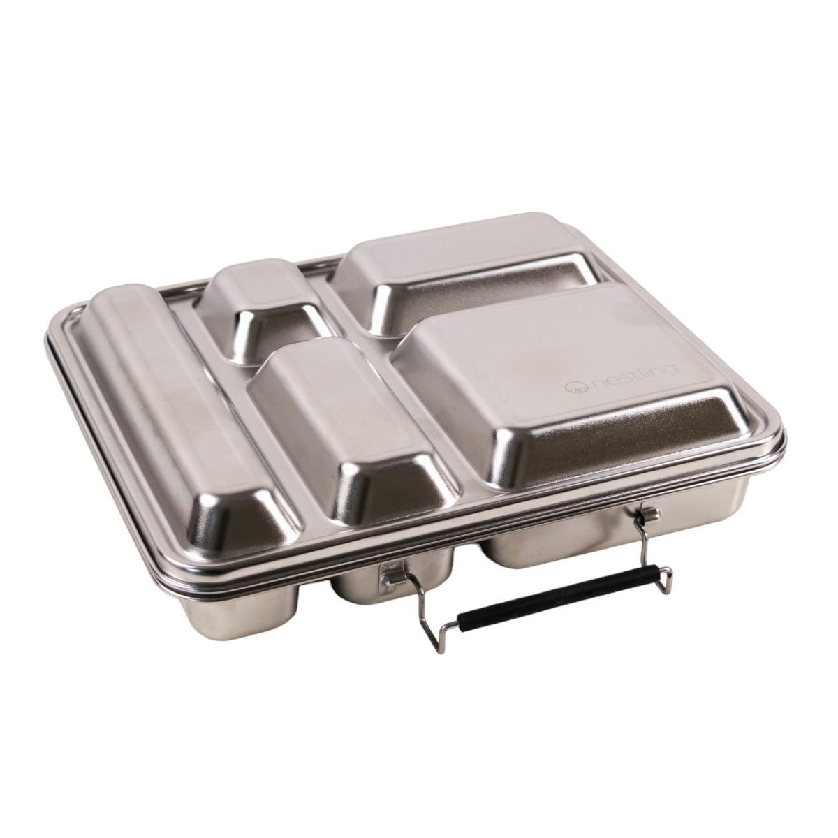 Lunchbox showing open replacement Jumbo Bento Box latch on a white background