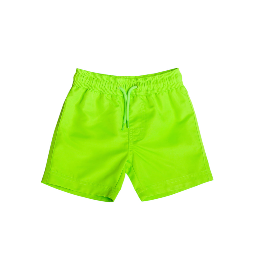 Neon Boardshorts in neon green on a white background