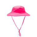 Swim bucket hat in neon pink on a white background