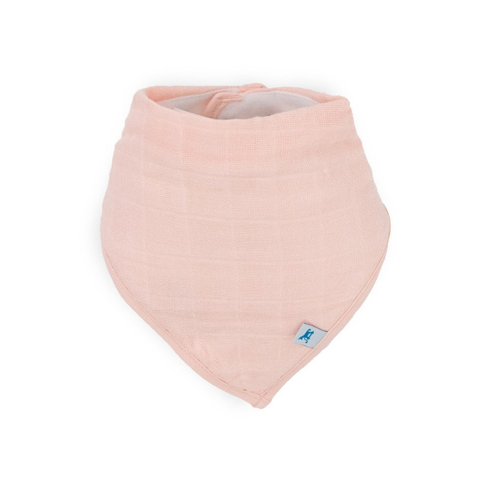 Pink bandana baby bib on a white background