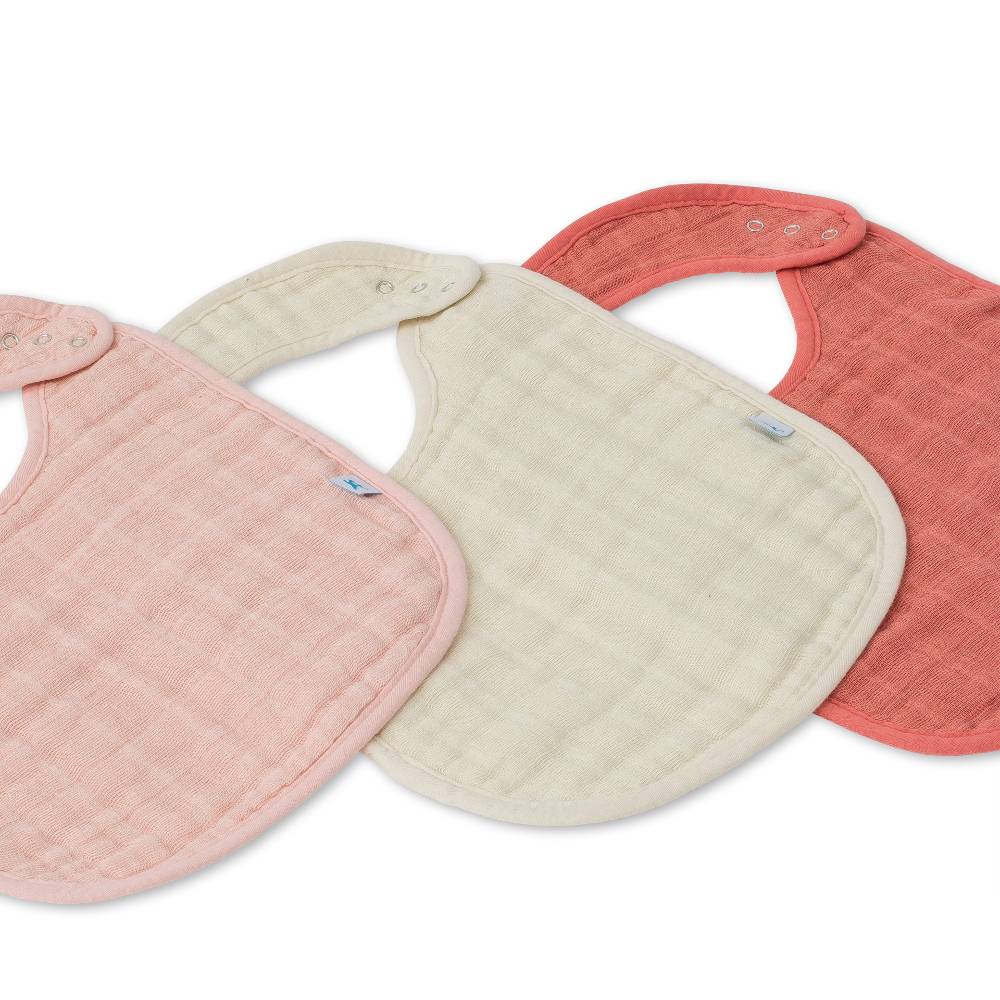 Muslin Classic Bib 3pk - Rose Petal