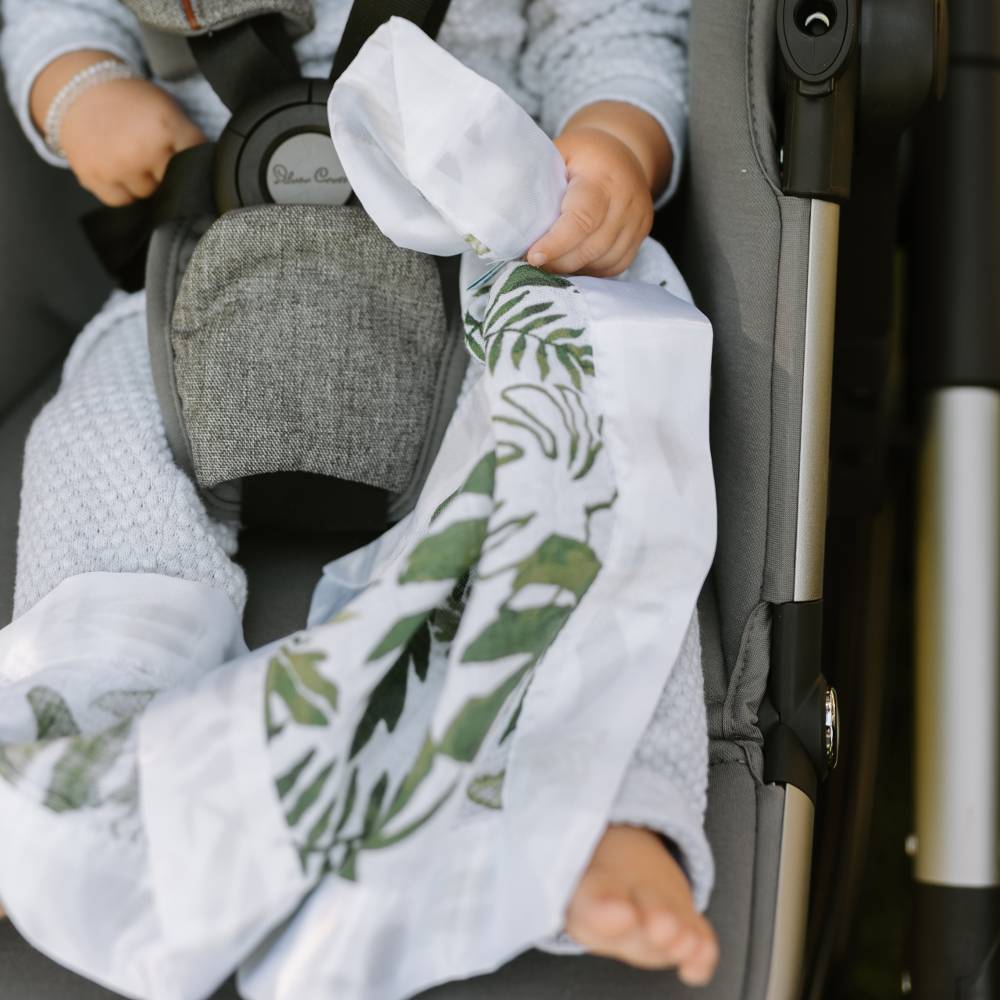 Muslin Security Blanket 3pk - Tropical Leaf