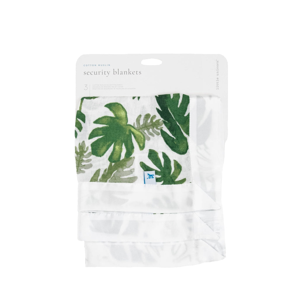 Muslin Security Blanket 3pk - Tropical Leaf