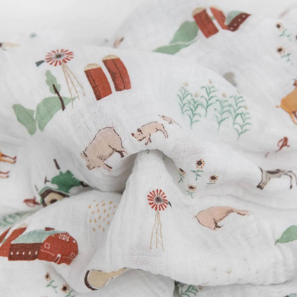 Muslin Swaddle Gift Set - Farmyard