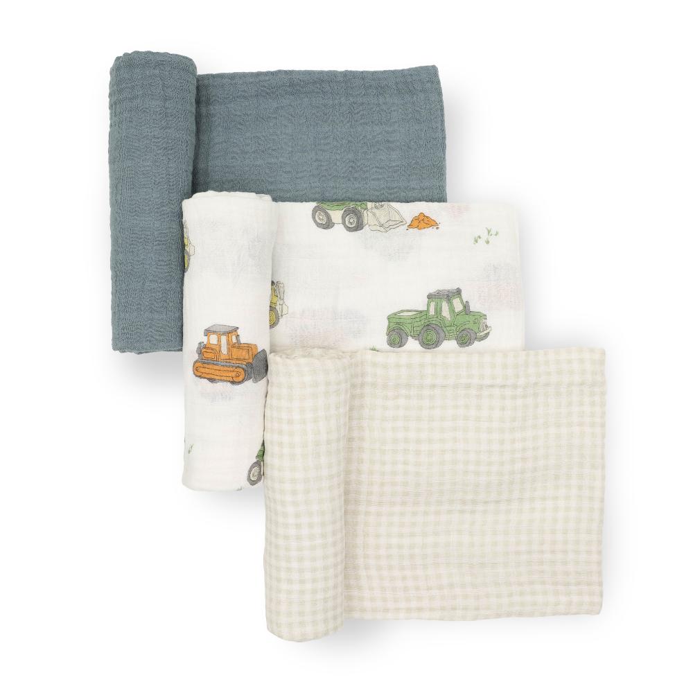 Muslin Swaddle Gift Set - Work Trucks