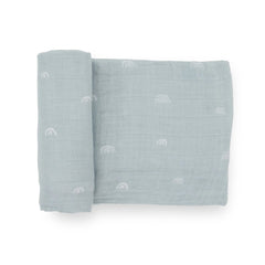 Muslin Swaddle Wrap - Blue Rainbow