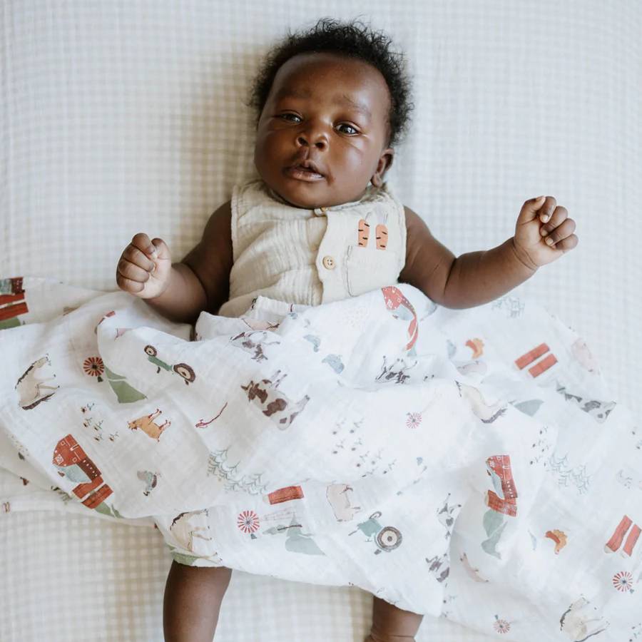 Muslin Swaddle Wrap - Farmyard