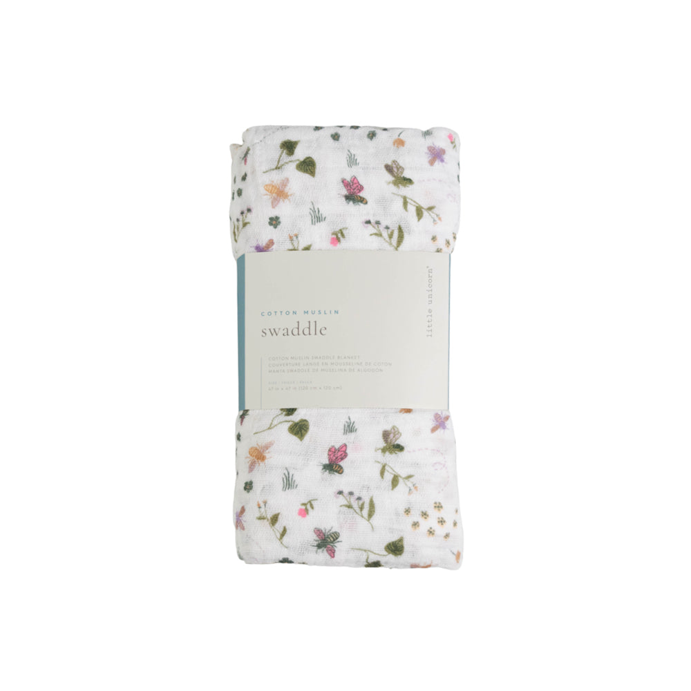 Muslin Swaddle Wrap - Garden Bees