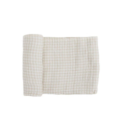 Muslin Swaddle Wrap - Tan Gingham