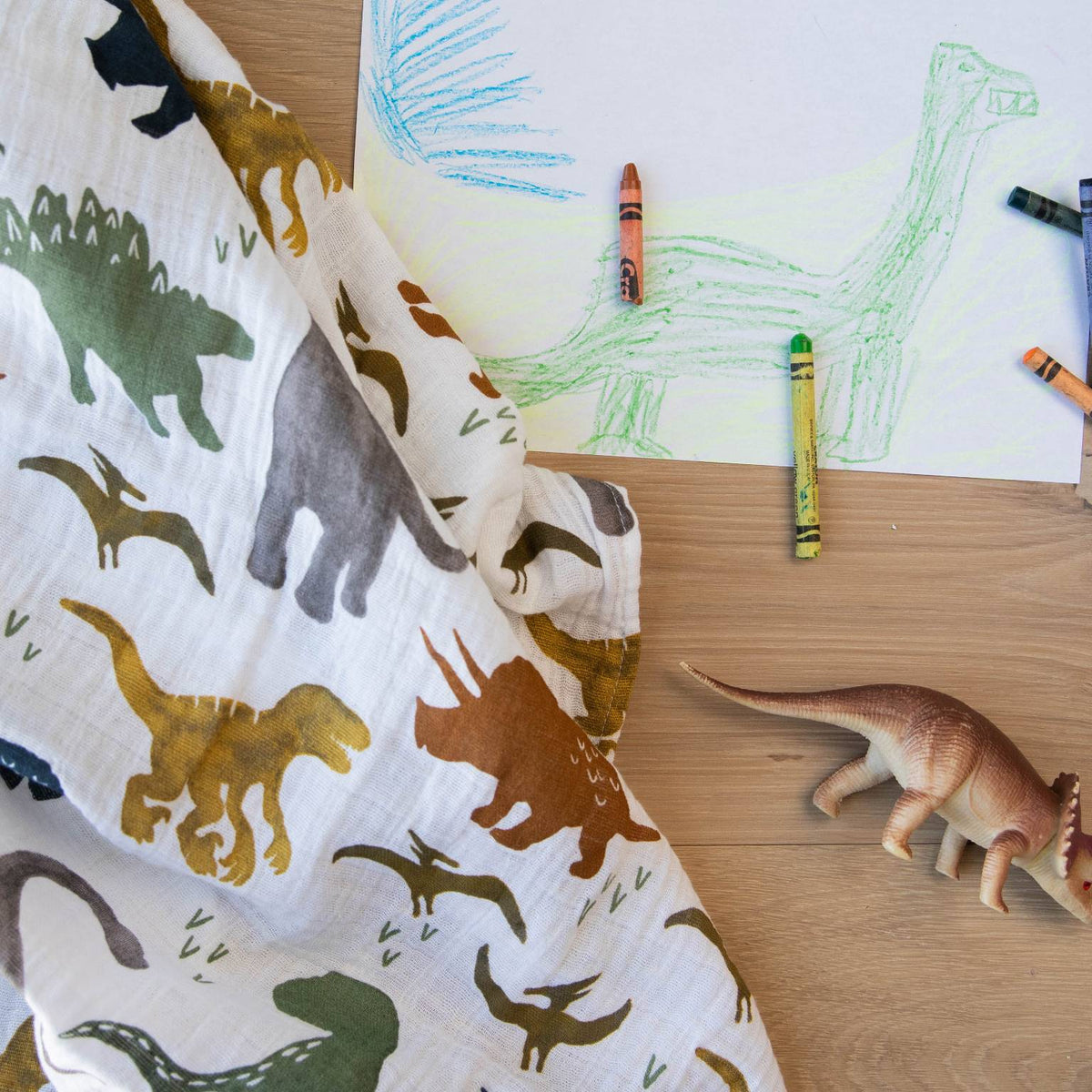 Muslin Swaddle Wrap - Dino Friends