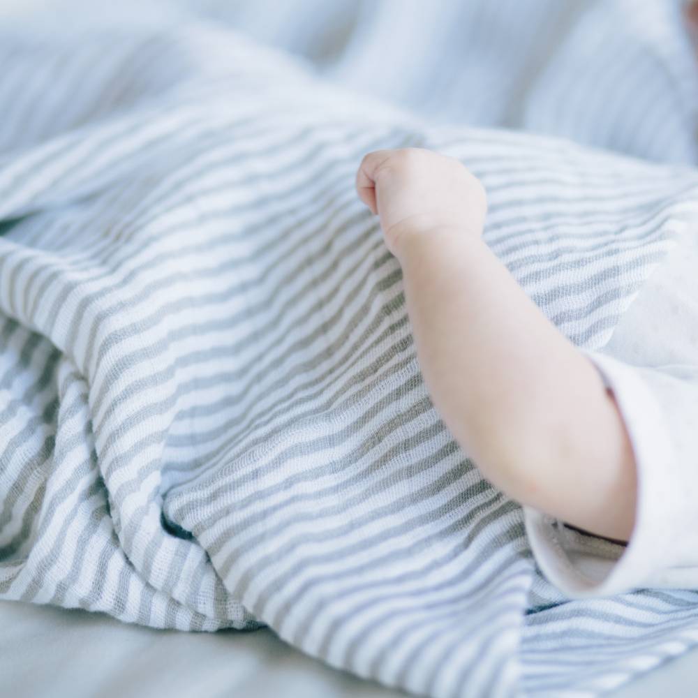 Muslin Swaddle Wrap - Grey Stripe