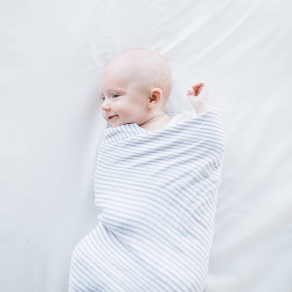 Muslin Swaddle Wrap - Grey Stripe