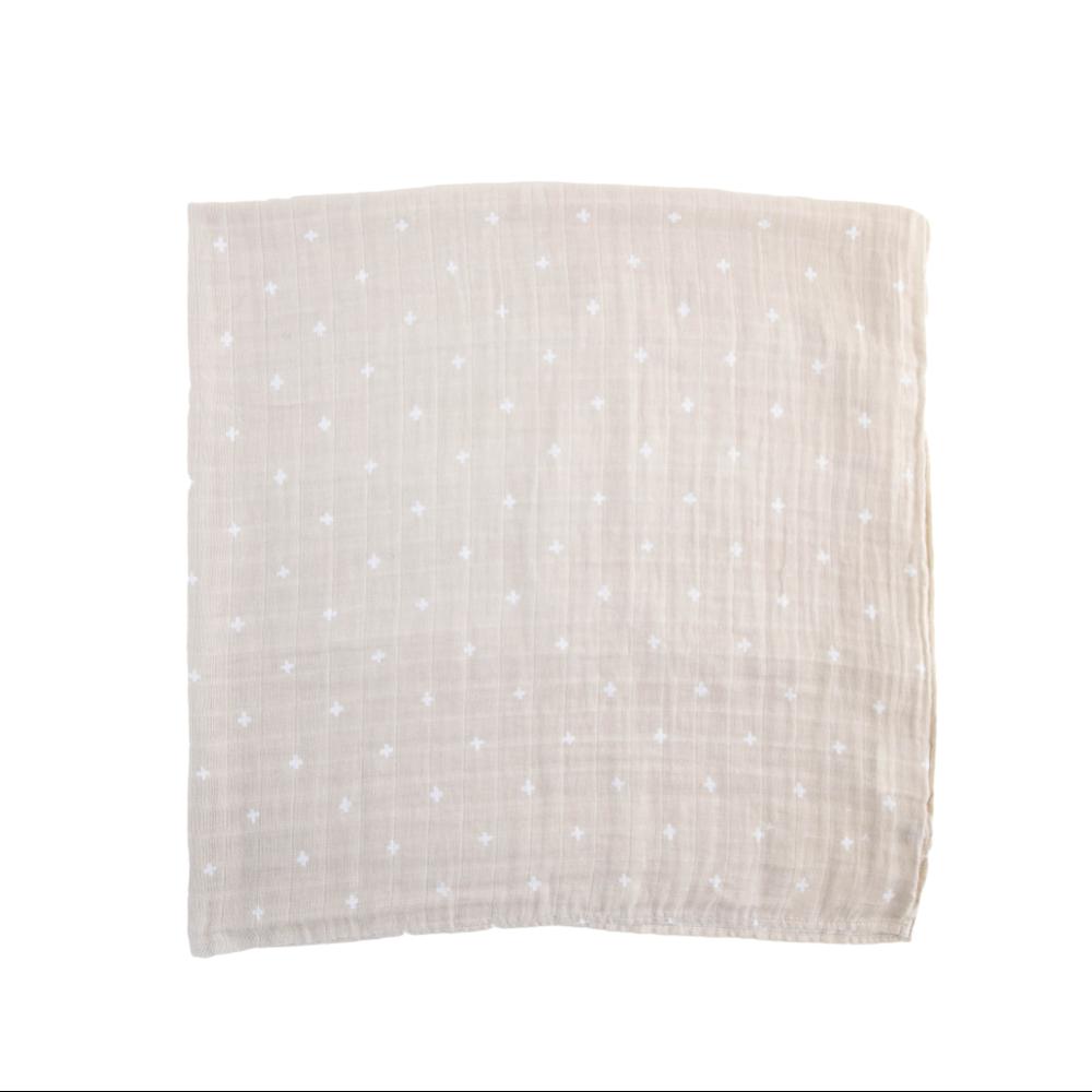 Muslin Swaddle Wrap - Taupe Cross