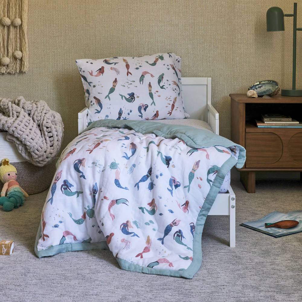 Muslin Cot Bedding Set - Mermaid Party