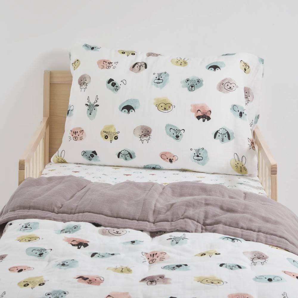Muslin Cot Bedding Set - Watercolour Critters