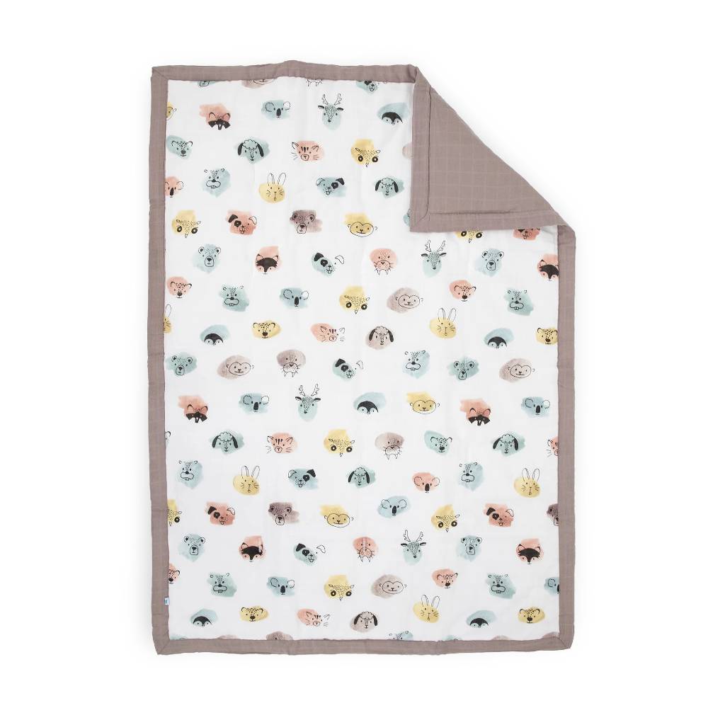 Muslin Cot Bedding Set - Watercolour Critters