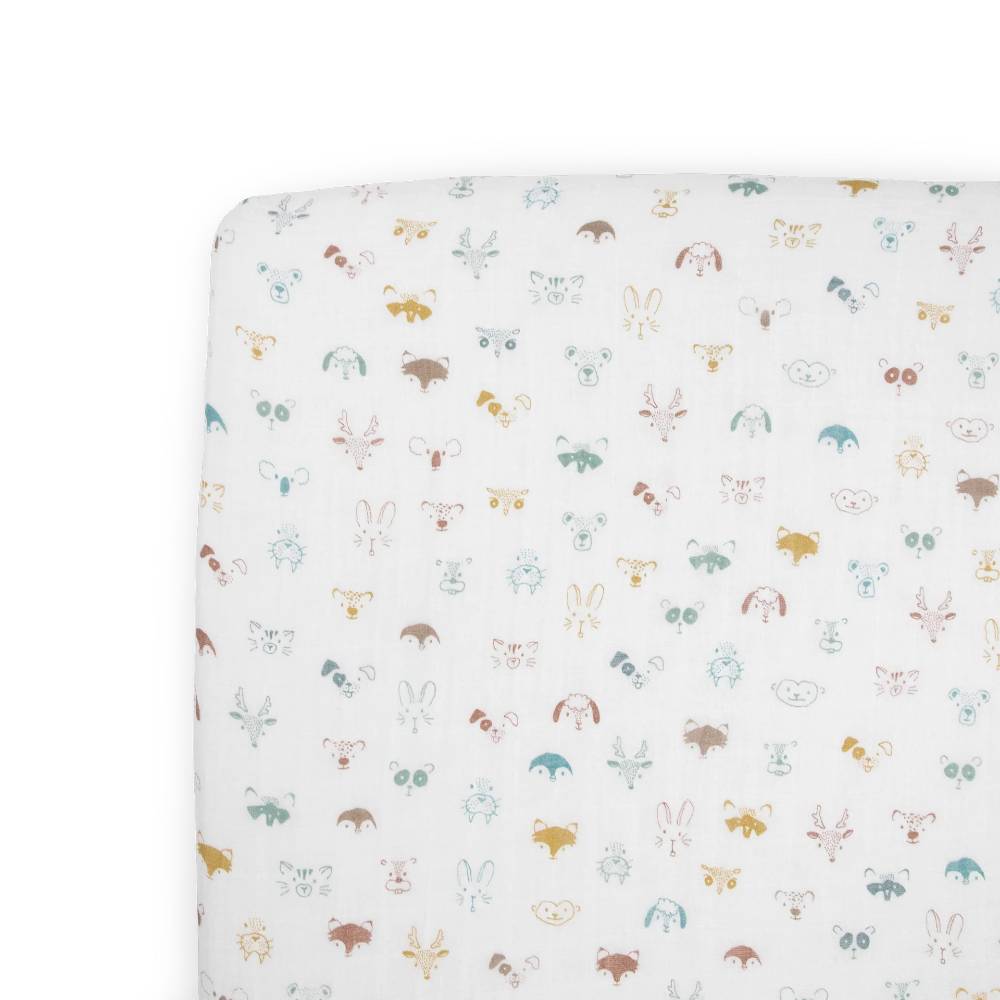 Muslin Cot Bedding Set - Watercolour Critters