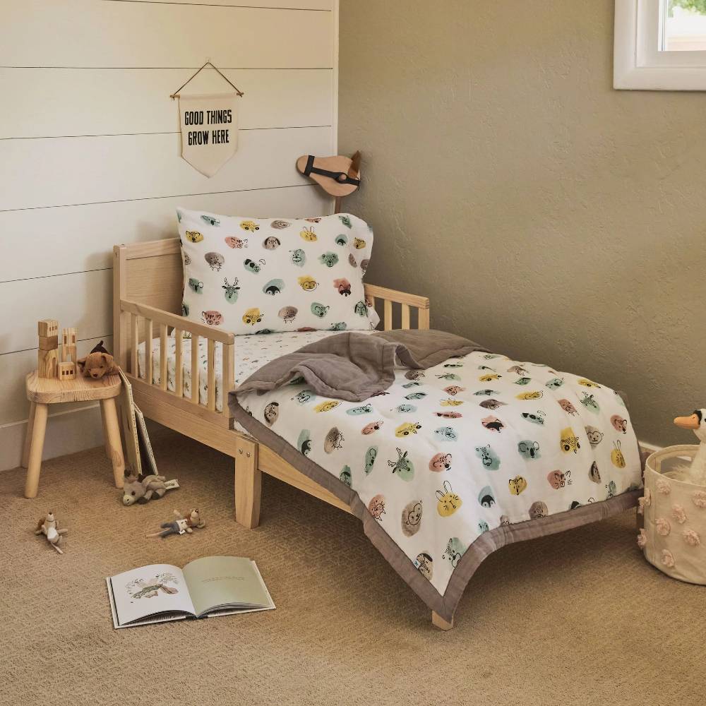 Muslin Cot Bedding Set - Watercolour Critters